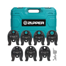 Mordazas de prensado ZUPPER, kit de 7 mordazas de prensado de 1/4" a 1 1/8" adecuadas para accesorios de prensado RLS, tuberías de cobre ACR, compatibles con herramientas de prensado compactas (24 kN / 5400 lbs) - con estuche de transporte