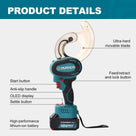ZUPPER Electric Ratcheting Cable Cutter, 18V Electric Cable Cutter for Cu and Al (1000 MCM Copper / 1250 MCM Aluminum / 4x300 MCM Armored Cables) - with 6-Stage Adjustable blade, 2pcs 4AH Battery