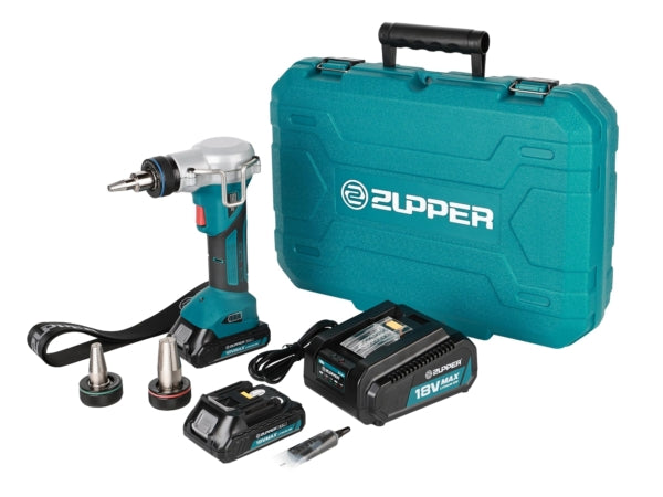ZUPPER Cordless Tube Expander, 18V Electric Tubing Expansion Tool for 1/2", 3/4", 1" PEX-A Pipes, Pipe Expander Kit Suitable for ASTM F1960 ProPEX rings - with 3 Expanding Heads, 2pcs Battery