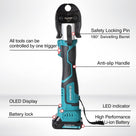 ZUPPER Press Tool, 18V Electric Pipe Crimping Tool for 1/2, 3/4, 1 PEX Pipe Stainless Steel Sleeves, Mini PEX Press Tool Kit Suitable for PureFlow press fitting with Brushless Motor, 2pcs Battery