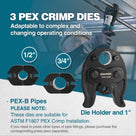 ZUPPER PEX Crimp Tool, 18V Electric Pipe Crimping Tool for 1/2", 3/4", 1" PEX-B Copper Rings, Mini PEX Crimp Tool Kit with Brushless Motor, 3 Dies, 2 Batteries, Meets ASTM F1807