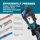 ZUPPER PEX Crimp Tool, 18V Electric Pipe Crimping Tool for 1/2", 3/4", 1" PEX-B Copper Rings, Mini PEX Crimp Tool Kit with Brushless Motor, 3 Dies, 2 Batteries, Meets ASTM F1807