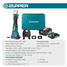 ZUPPER PEX Crimp Tool, 18V Electric Pipe Crimping Tool for 1/2", 3/4", 1" PEX-B Copper Rings, Mini PEX Crimp Tool Kit with Brushless Motor, 3 Dies, 2 Batteries, Meets ASTM F1807
