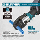 ZUPPER PEX Crimp Tool, 18V Electric Pipe Crimping Tool for 1/2", 3/4", 1" PEX-B Copper Rings, Mini PEX Crimp Tool Kit with Brushless Motor, 3 Dies, 2 Batteries, Meets ASTM F1807