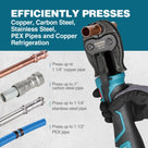 ZUPPER Press Tools 18V Compact Copper Pipe Press Tool Kit for 1/2 in. to 1-1/4 in. Copper Fittings, 4 VUS Press Jaws, 2 Batteries