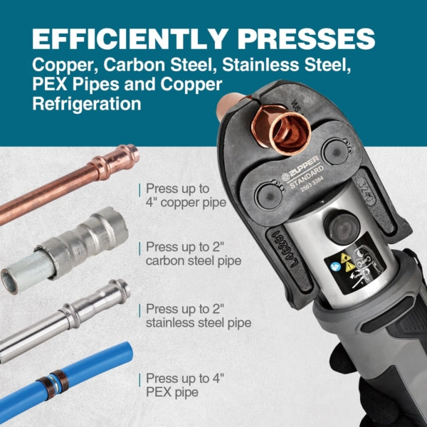 ZUPPER Standard Pro Press Tool Kit with 1/2 in. to 2 in. Copper Press Jaws