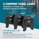 ZUPPER Press Tool, 18V Electric Pipe Crimping Tool for 1/2, 3/4, 1 Copper Pipes, Compact Press Tool Kit Suitable for Copper ProPress fittings with 3 VUS Press Jaws, 2pcs Battery