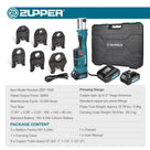 ZUPPER Press Tool, 18V Electric Pipe Crimping Tool for 1/2" to 2" Copper Pipes, Standard Press Tool Kit Suitable for Copper ProPress fittings - with 6 VUS Press Jaws, 2pcs 4AH Battery