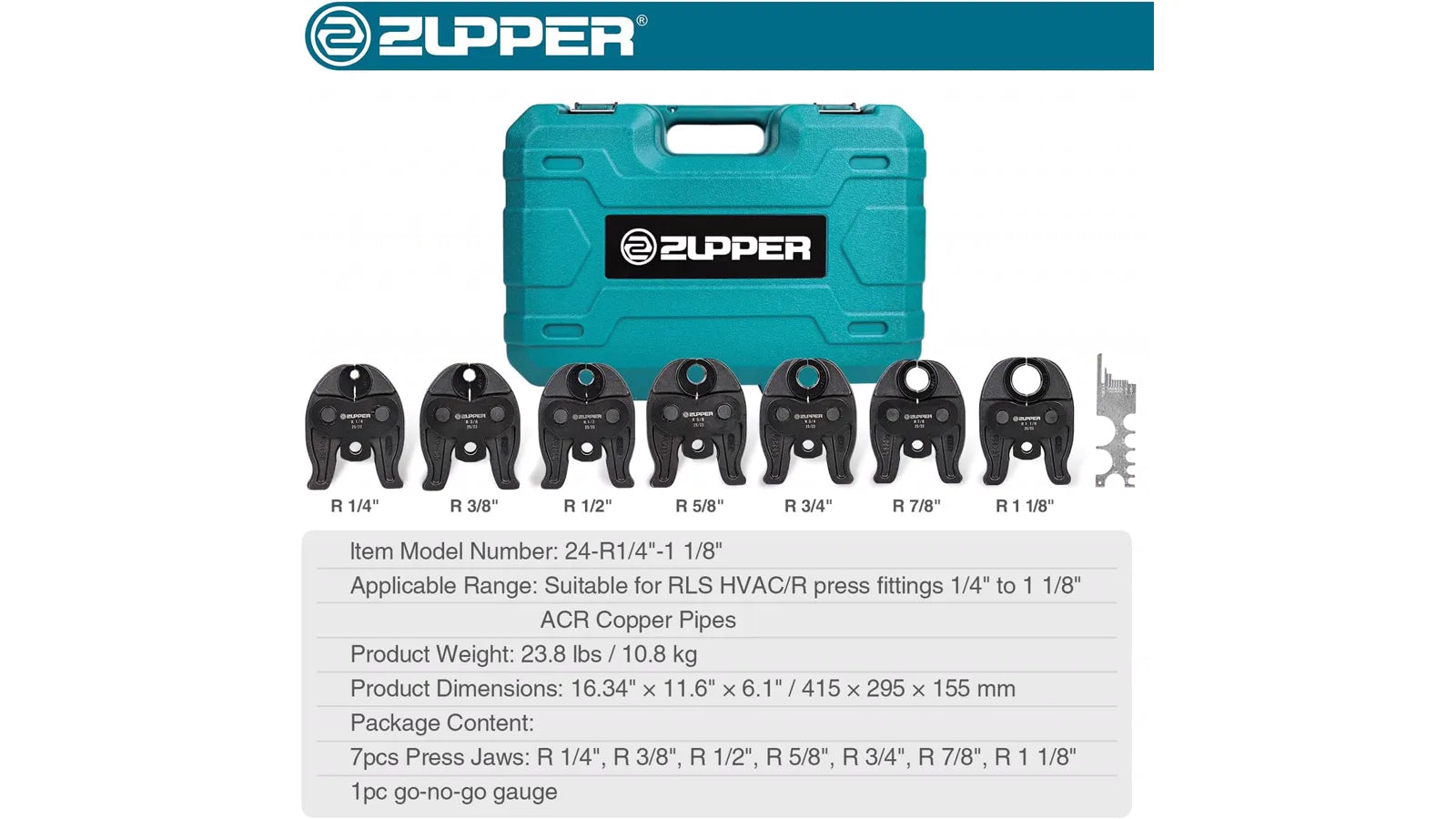 ZUPPER press jaw kit and carrying case