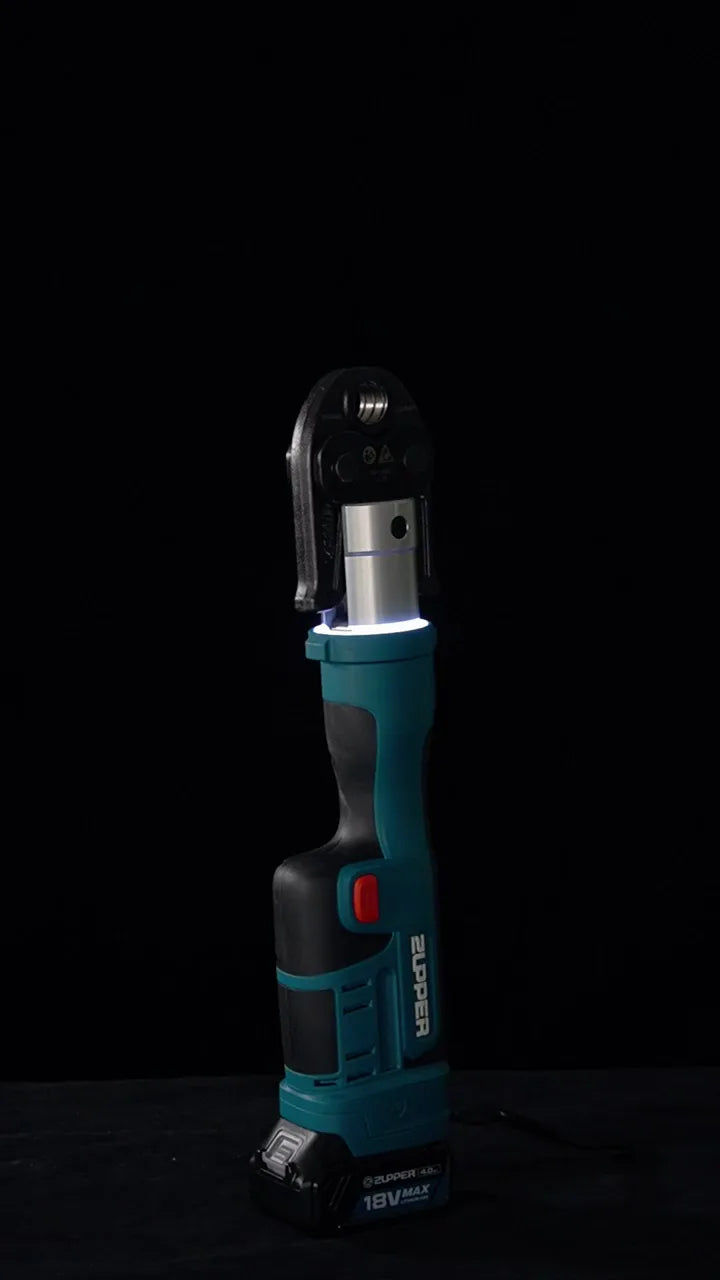 ZUPPER ZEP-1550 cordless press tool on a black background
